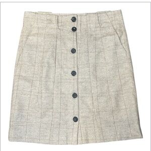 ZARA Beige Plaid Wool Blend Button-Front Skirt Size M